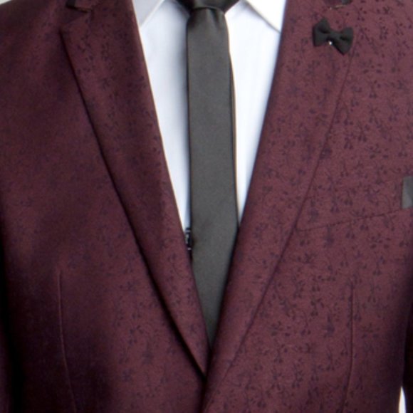 Men's Floral Blazer Jacket by Tazio, Burgundy - Picture 4 of 7